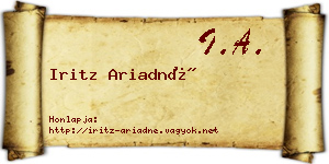Iritz Ariadné névjegykártya